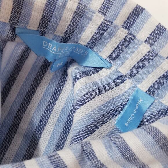 Draper James RSVP Linen Blend Striped Button Front Short Sleeves Shirt - Picture 3 of 11